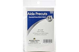 DESIGN WORKS CRAFTS 14 Count Aida Fabric Pre-Cut for Counted Cross Stitch - White