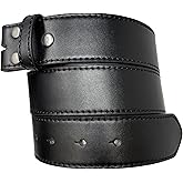 BC Belts Leather Belt Strap with Smooth Grain Finish and Stitched Edge 1.5" Wide with Snaps