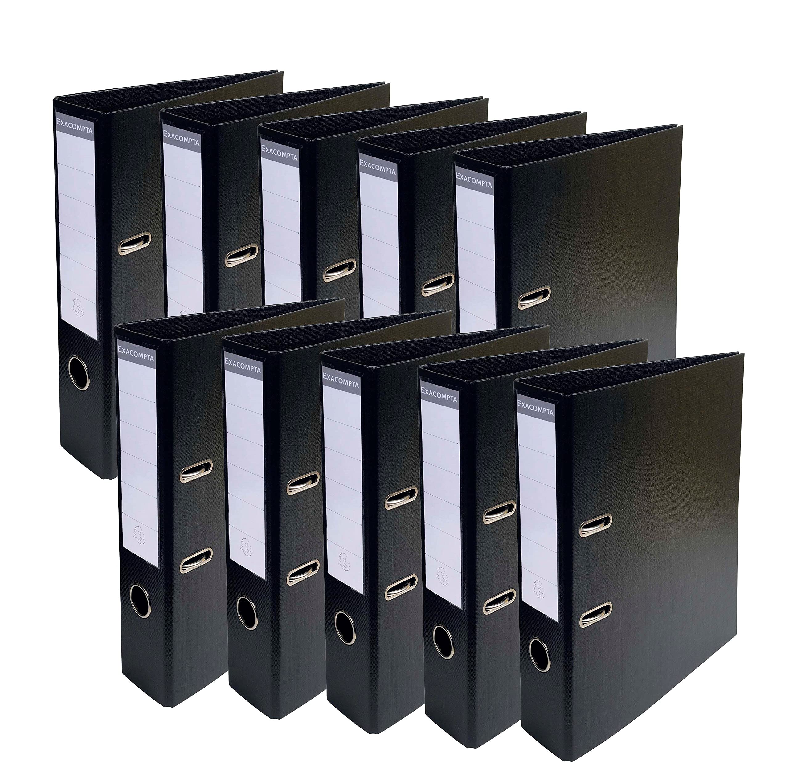 Exacompta - Ref. 53741E - Box of 10 Prem'Touch A4 lever arch files - Spine 70 mm - Mechanical 75 mm - External dimensions: 32 x 29 x 7 cm - Format to file A4 - Colour: Black