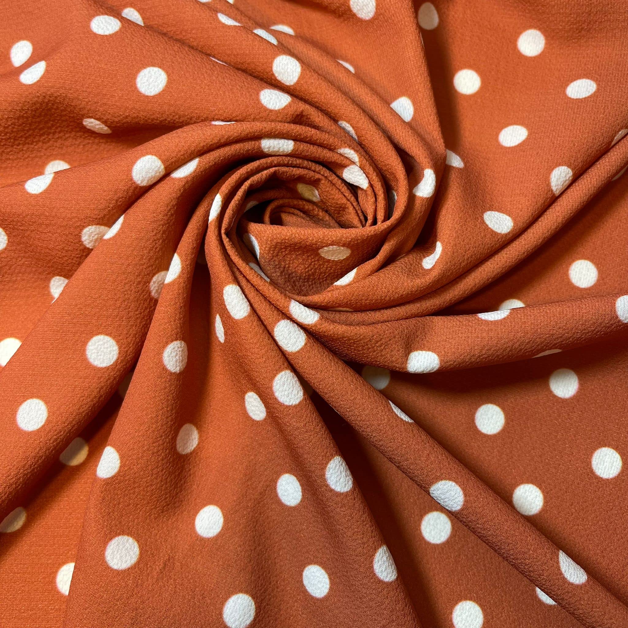 Polka Dot Collection Silky Crepe Fabric Sewing Craft Spots 58" (Pre Cut 1 Meter) (Rust)