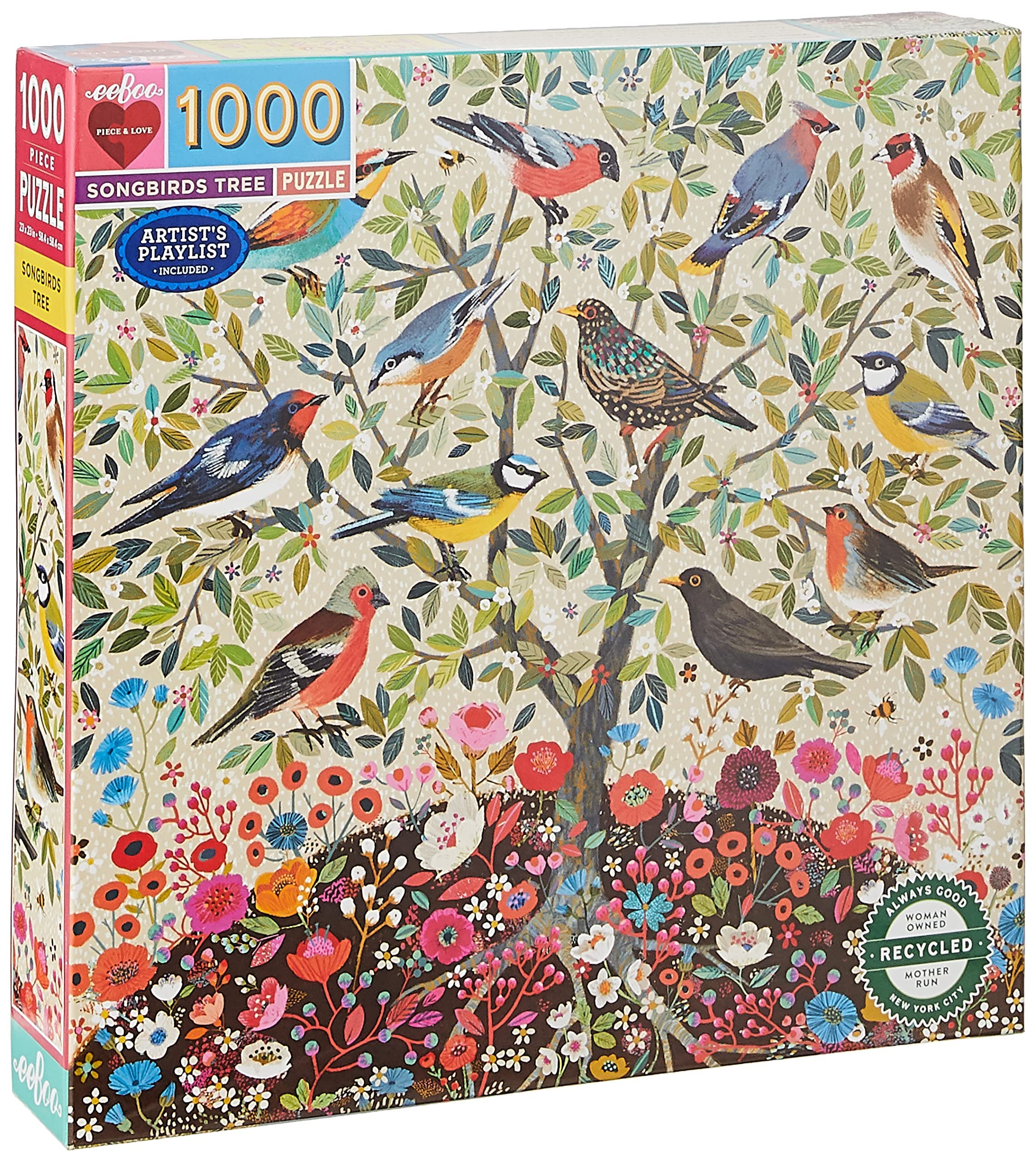 EeBoo 1000 Piece Jigsaw Puzzle - Songbird Tree (PZTSBD)