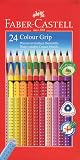 Faber-Castell Colour Grip Buntstifte 24er Set Im Kartonetui + 100 Blatt Zeichenblock – Mit Soft-Grip Für Bequemes Malen & Zeichnen