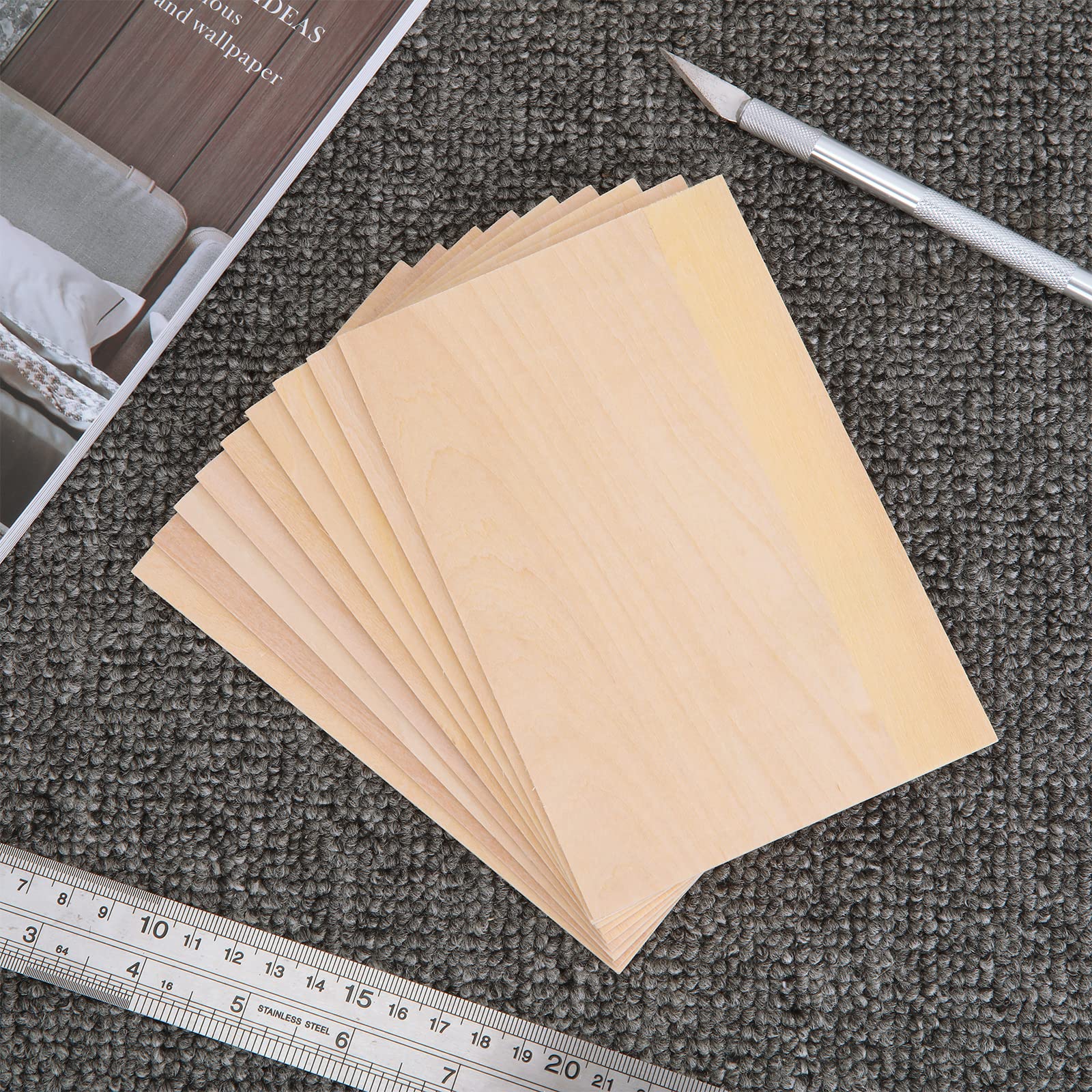 25 Pack 8 x 12 Inch Basswood Sheets, 1/16 Thin Craft Plywood Sheets, Thin & Unfinished Wood Boards for Crafts, Hobby, Model Making, Wood Burning (200x300x2MM)