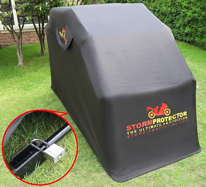 StormProtector® Lockable Standard Size Motorcycle Shelter Mobility Scooter Cover With Quenched