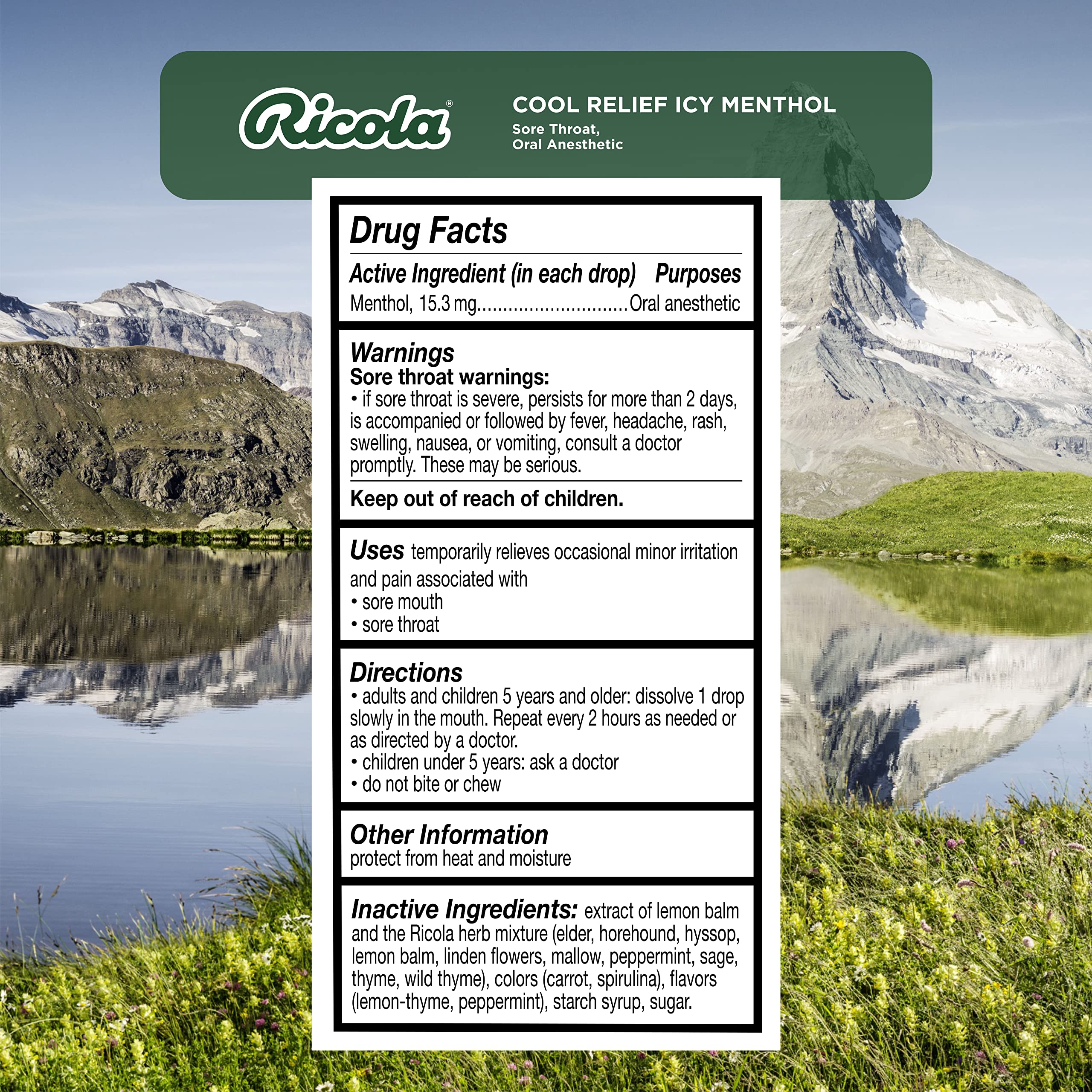 Cool Relief ICY Menthol Herbal Cough Suppressant Throat Drops, 19ct Bag (Pack of 4)