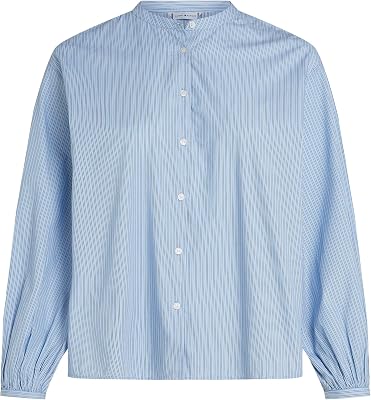 Blouse Femme V-Neck Balloon Blouse Col en V, Bleu (Ivy STP/Vessel Blue), 50