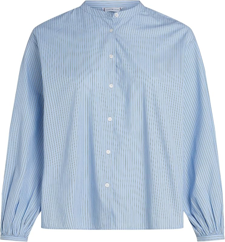 Blouse Femme V-Neck Balloon Blouse Col en V, Bleu (Ivy STP/Vessel Blue), 50 — photo 1 sur 6