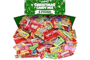 ZISBERS Bulk Christmas Candy Variety Pack 5 Pound - Individually Wrapped Assorted Candies for Stocking Stuffers, Holiday Parties, Pinata Fillers, Classroom, Office Bowls & Treats - Approx. 250 Pieces