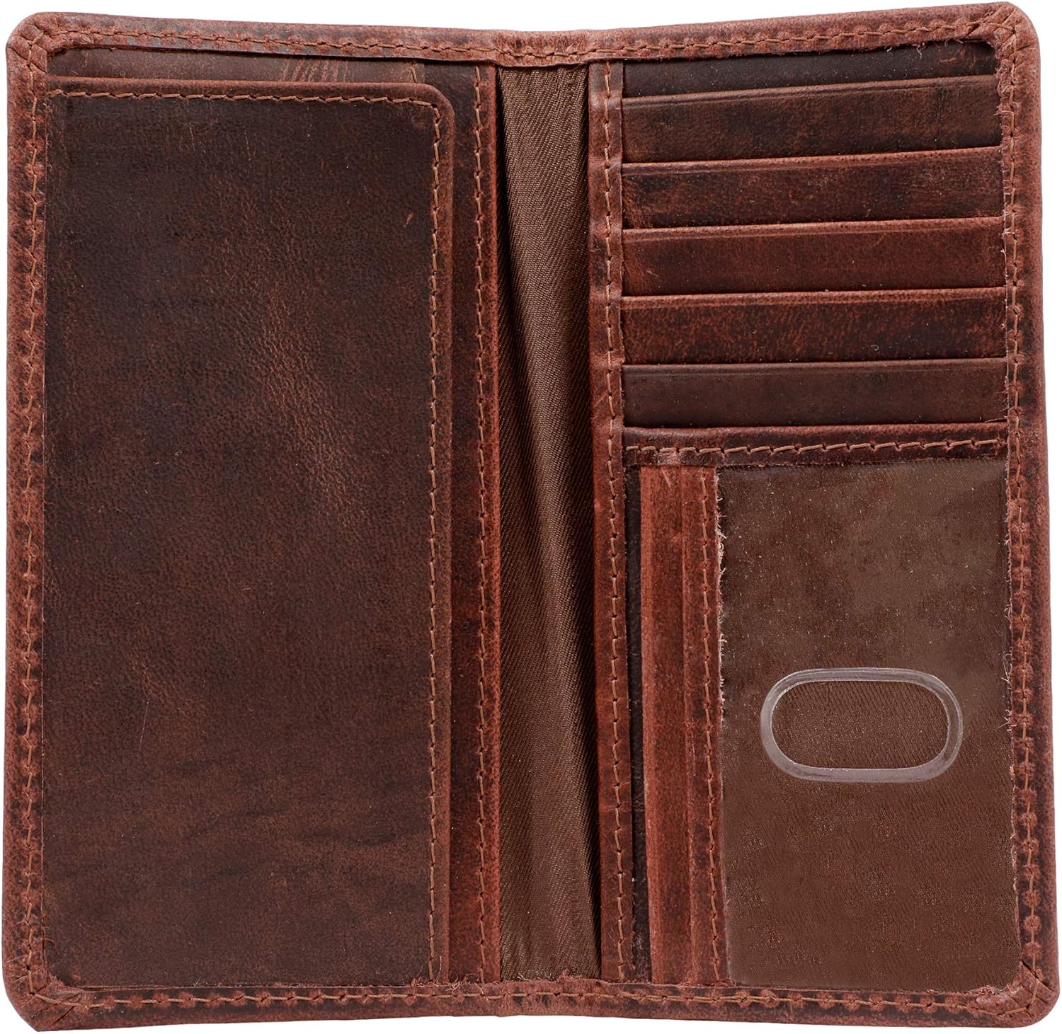 RAWHYD Full Grain Leather Long Bifold Wallet, Hunter Brown, 17.1cm tall, 8.9cm wide, .6cm thick
