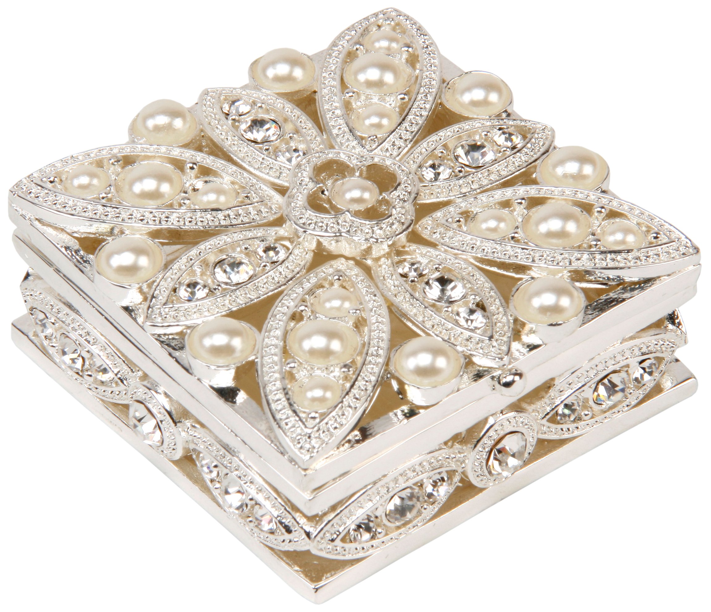 Sophia Square Shape Trinket Box with Petal Design
