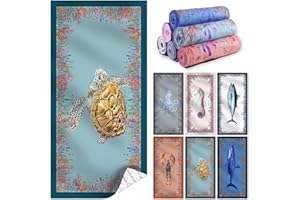 ANTFUNY Microfiber Beach Towel Quick Dry Sandproof Compact Sand Free Sandless Adult Extra Large Oversized Towels Clearance Thin Compact Lightweight Sandfree Anti Resistant Fast Drying Packable Sea Turtle