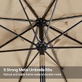 Yaheetech 2.7M Garden Parasol Umbrella Tan 8 Ribs Crank Tilt view 4