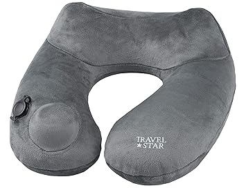 patentiertes aufblasbares Premium Nackenkissen (TRAVELSTAR EDITION) + Pumpe innen (bläst sich wie von selbst auf) (TS-N-2062)