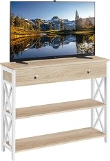 Yaheetech Console Table 100x29.5x81 cm Light Oak with Drawer and Shelves view 8
