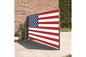 ZLINKE Retractable Side Awning,Waterproof & UV-Resistant,Folding Privacy Screen Room Divider Roll Up Balcony (USA Flag, 138″x 71″)