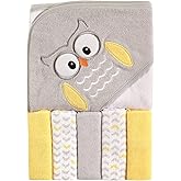Luvable Friends Unisex Baby Hooded Towel with Five Washcloths, Owl, One Size
