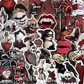 54Pcs Goth Stickers Dark Aesthetic Vintage Rose & Skull Vinyl Decals for Water Bottles, Laptops, Journals | Horror Waterproof Stickers for Scrapbook, Collage DIY Crafts