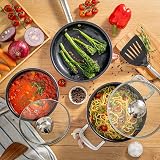 Nuovva Non-Stick Copper Cookware 5-Piece Set Induction Oven Safe with Lids view 7