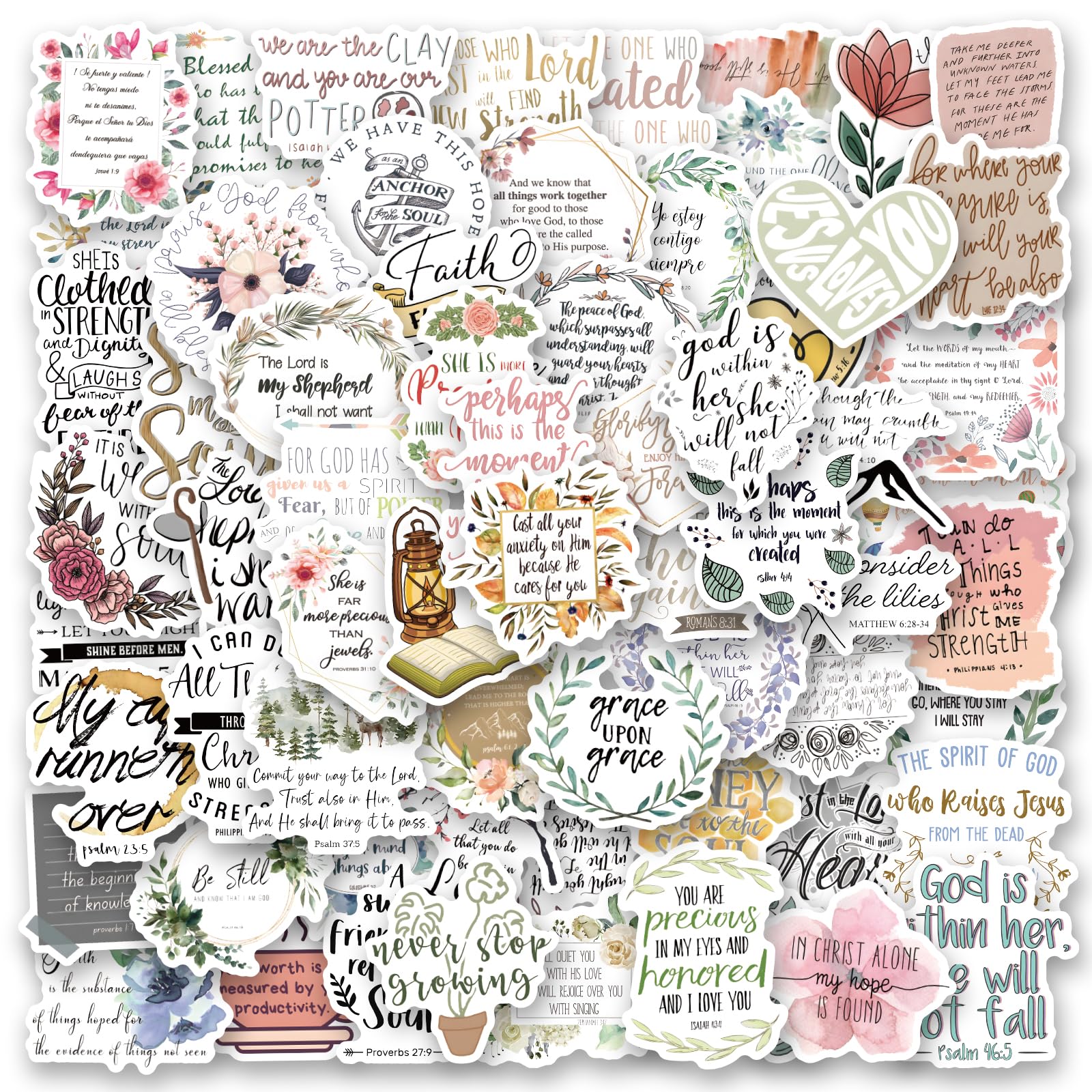 Photo 1 of 100Pcs Bible Sticker,Aesthetic Stickers,Vinyl Waterproof Bible Stickers,for Water Bottle Laptop Phone Journal,Gifts for Kid Girl Women (Bible)