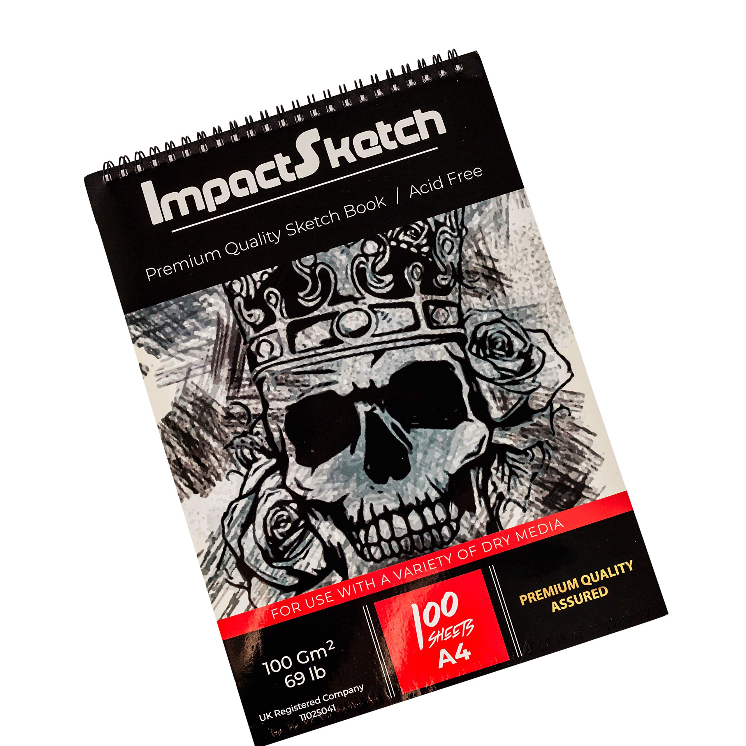 ImpactSketch Drawing Sketch Pad | Includes 1 x A4 200 Sheets 100 Page Dry Media Sketchpad Sketchbook | 100GSM 69lb | Premium Quality Paper for Professional or Beginner Use (A4)