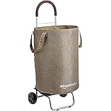 Amazon Basics Rolling Laundry Hamper Cart Converts into Dolly, 36 inch Handle Height, Brown