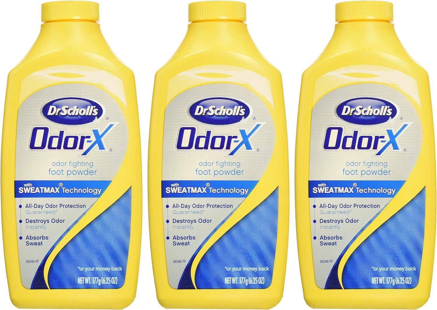 Dr. Scholl's Odor-Fighting Odor-X Foot Powder, 6.25oz (Pack of 3) // All-Day Protection Against Odor and Sweaty Feet with SweatMAX Technology that Destroys Odors Instantly: Health & Personal Care