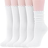 Thin Merino Wool Ruffle Boot Socks Warm Winter Cozy Frilly Soft Casual Breathable Socks for Womens 5 Pairs