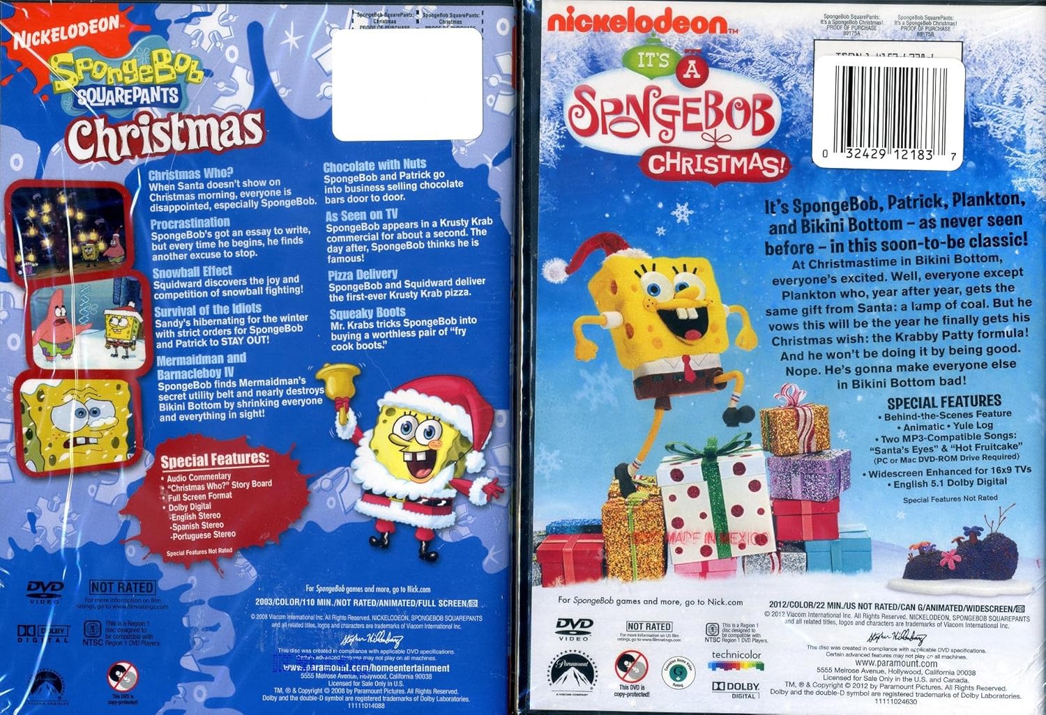 Amazon Com Nickelodeon Christmas Dvd Double Pack It S A Spongebob Christmas Spongebob Squarepants Christmas Movies Tv