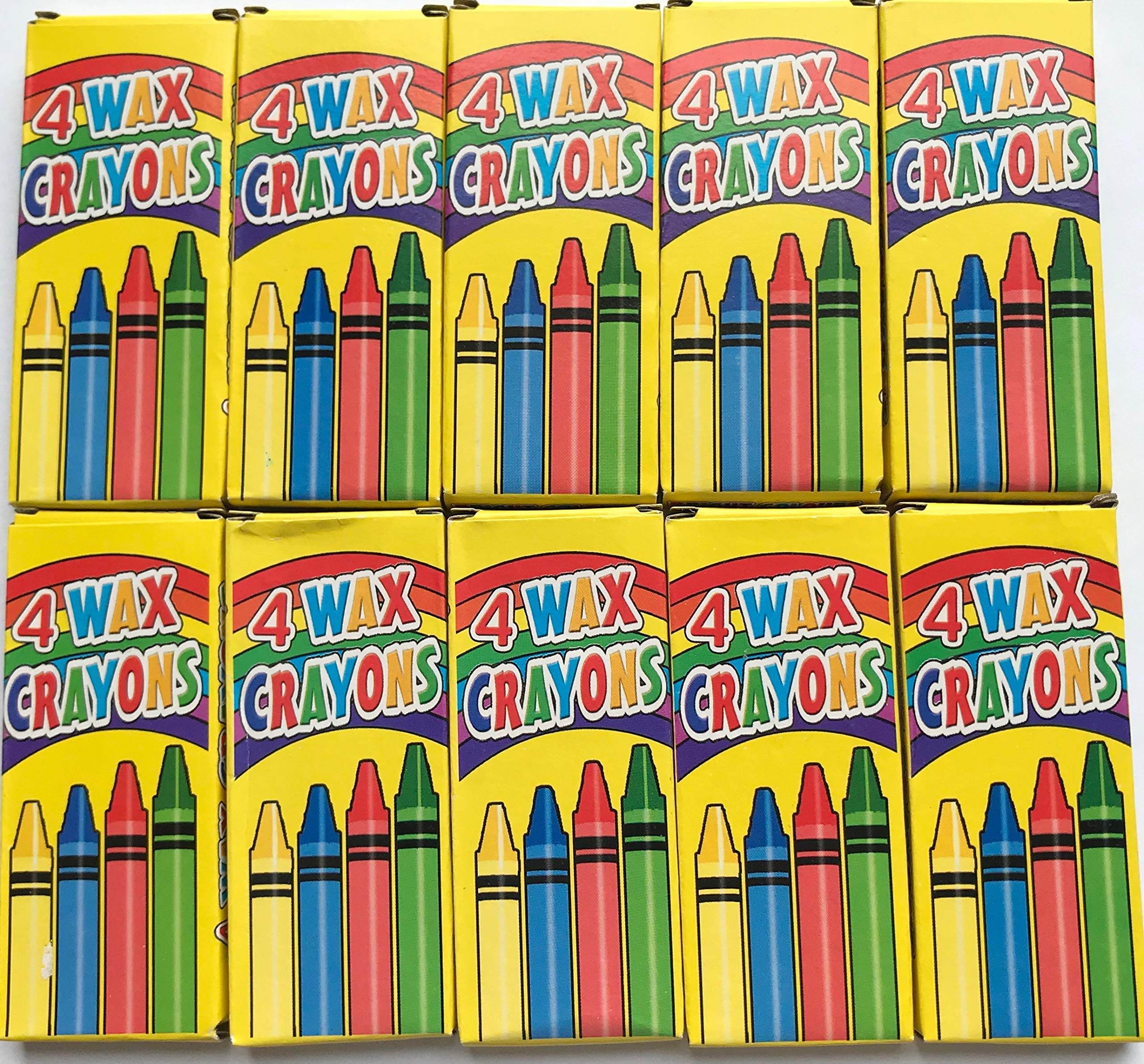4 Coloured Wax Crayons Kids Party Bag Fillers 10 Packs