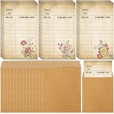 Roowest 120 Pack Library Card Pockets Library Checkout Index Cards, Flowers | Self Adhesive Library Checkout Index Cards, Due Date Card for Record Keeping, for Classroom School Libraries, 3 x 5 Inch