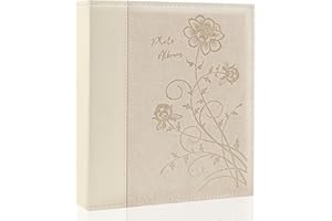 MIAIKOE Photo Album 8x10 Clear Pages Pockets Leathe Cover Slip Slide in Photo Album Holds 50 Vertical 8x10 Photos Picture Book for Wedding Family (Beige)