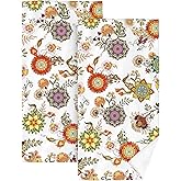 HIKENVIU Boho Floral Bathroom Hand Towels Decorative Set of 2 Colorful Flowers Decorative Bath Hand Towels for Bathroom Hotel Decor 14"x28"