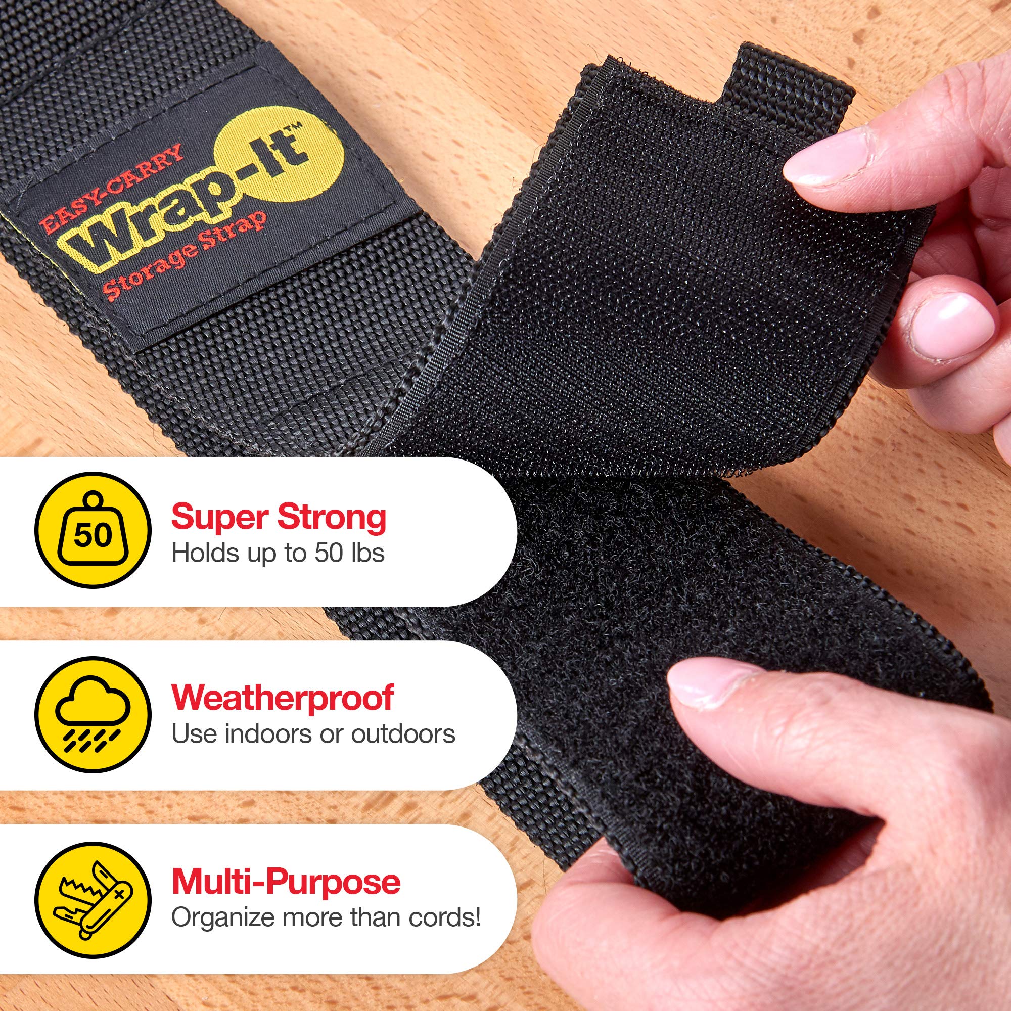 EasyCarry WrapIt Storage Straps 28” (2Pack) HeavyDuty Hook and