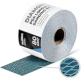 toolant Diamond Shape 80 Grit Sandpaper Roll, 2-3/4" Wide 10 Yard Longboard Self Adhesive PSA Stickyback Sand Paper for Woodworking, Metal, Plastic, Automotive, Sanding Blocks