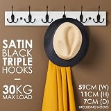 LARHN White Coat Hooks Wall Mounted Coat Rack 6 Triple Hooks 59 cm view 2