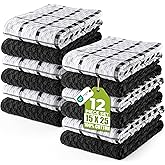 Utopia Towels - Kitchen Towels 12 Pack, 15 x 25 Inches, 100% Ring Spun Cotton Super Soft and Absorbent Linen Dish, Tea and Bar Towels Set, Black