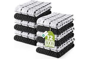 Utopia Towels Kitchen Towels, 12 Pack, 15 by 25 Inches, Dobby Weave, 100% Ring Spun Cotton, Super Soft and Absorbent Dish, Te