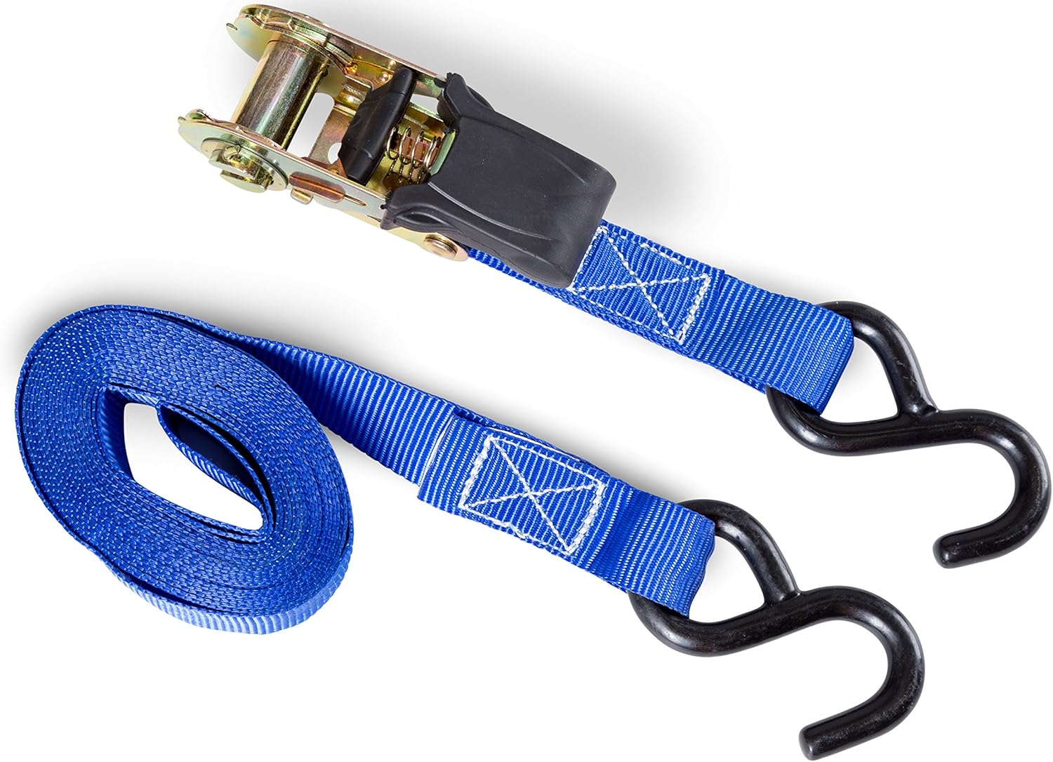 Ratchet Tie Down Straps - 4 Pk - 15 Ft- 500 Lbs Load Cap- 1500 Lb Break Strength- Cambuckle Alternative- Cargo Straps for Moving Appliances, Lawn Equipment, Motorcycle - Includes 2 Bungee Cord - - 
