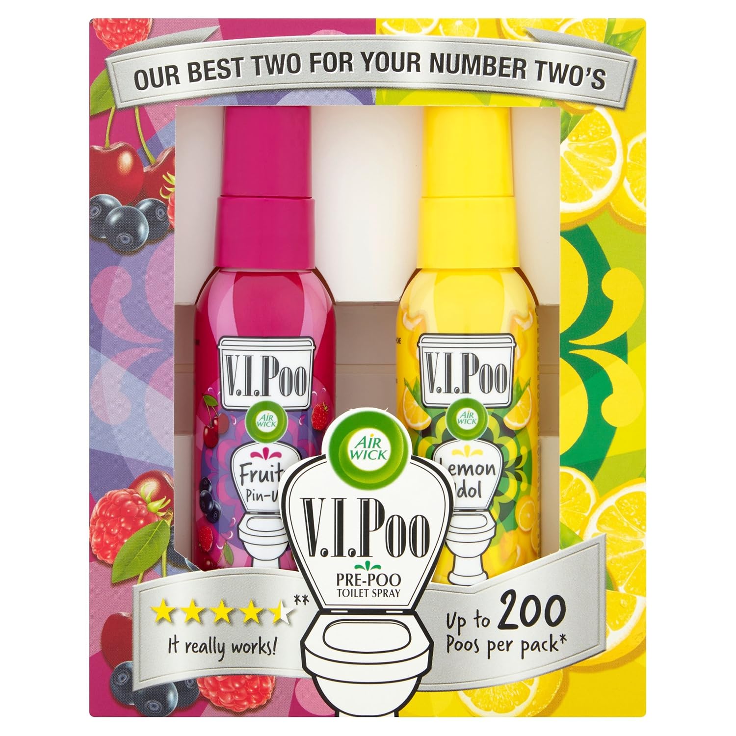 Air Wick ViPoo PrePoo Toilet Spray Air Freshener Gift Pack, Lemon Idol