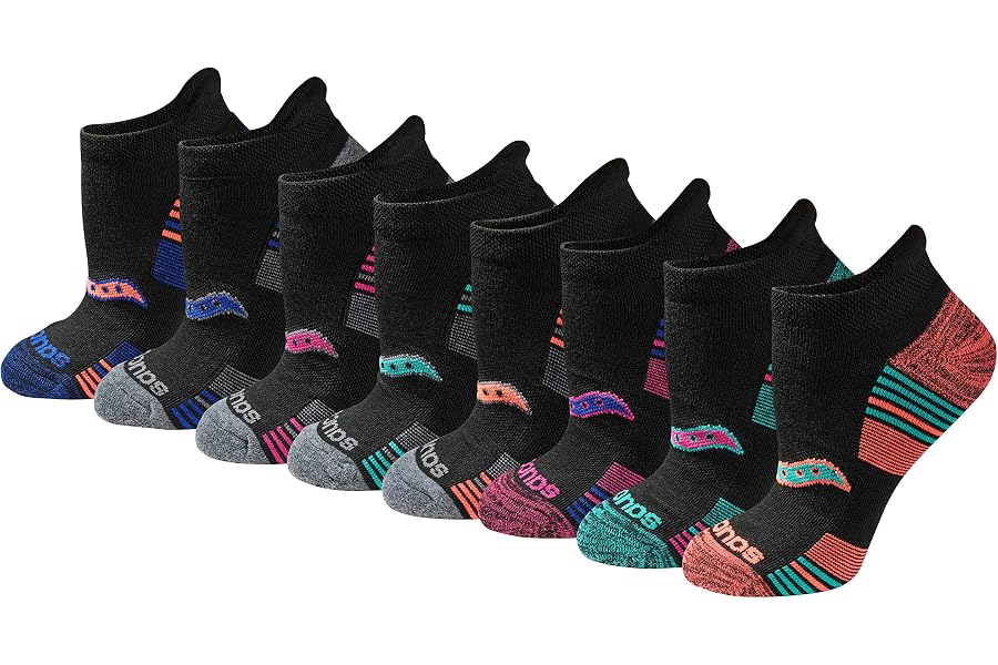 Saucony Women's RunDry Performance Heel Tab Athletic Socks, Available in S-L (8, 16, 24 Pairs)
