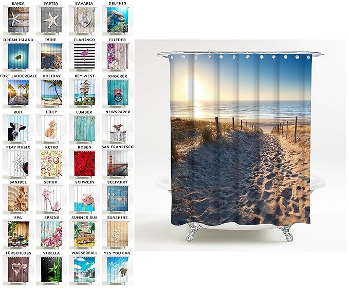 Sanilo Duschvorhang, viele schöne Duschvorhänge zur Auswahl, hochwertige Qualität, inkl. 12 Ringe, wasserdicht, Anti-Schimmel