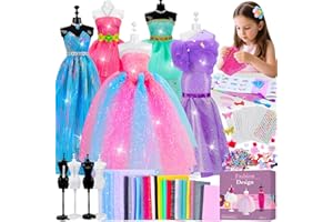 MINIFUN 800+Pcs Fashion Designer Kit for Girls, Sewing Kit with 4 Mannequins, DIY Arts and Crafts Kit for Kids, Doll Clothes Making Kit, Girl Toys for Age 6 7 8 9 10 11 12 Year Old Gifts