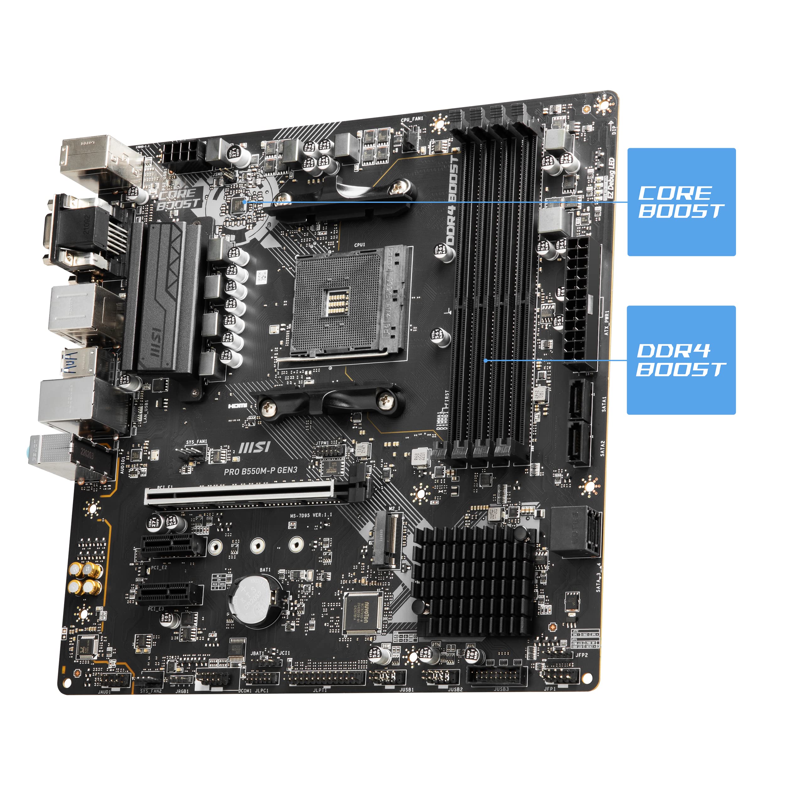 Msi Pro B550M-P Gen3 Motherboard Vrm Heatsinks And Ddr4 Memory Slots
