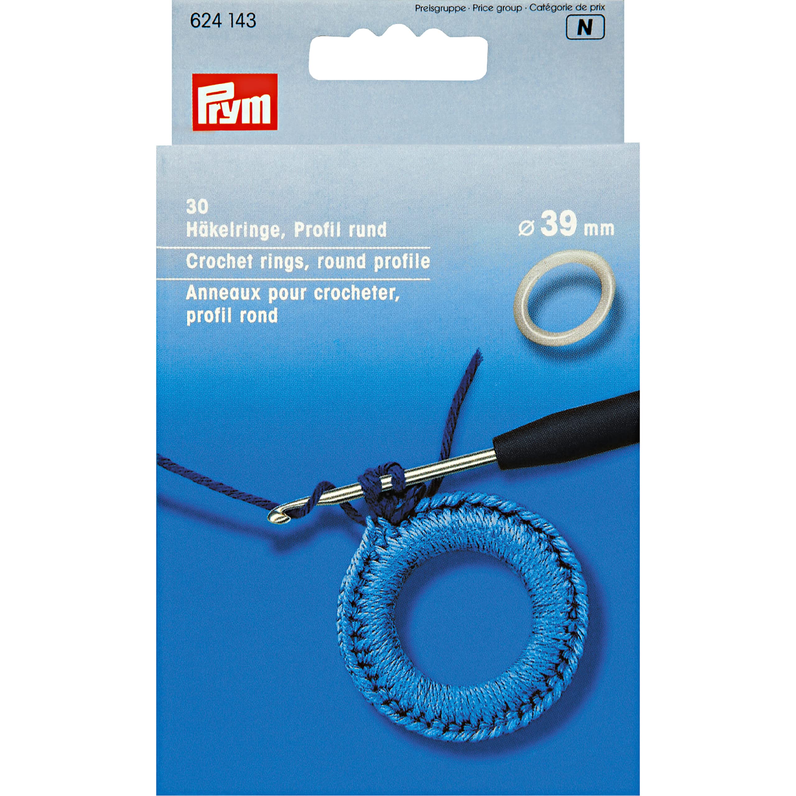 Prym - Round (39mm) Plastic Crochet Rings - 1 Count
