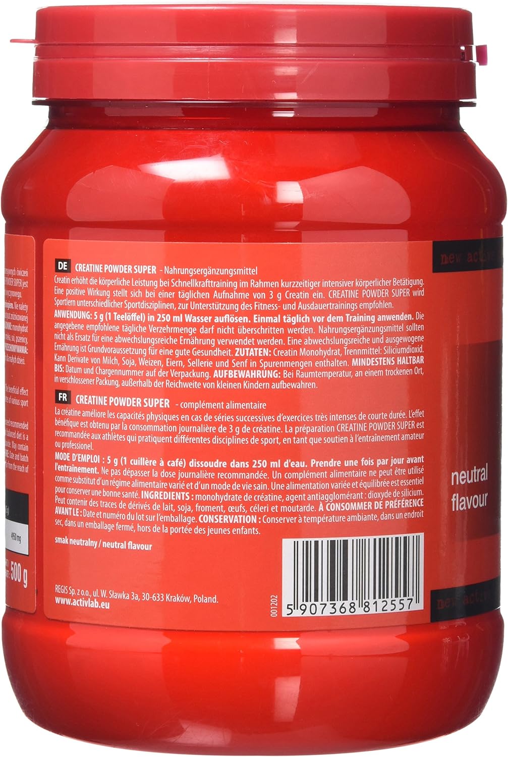 ACTIVLAB SPORT Creatine Powder Jar, 500 g, Natural, 500g - Image 3