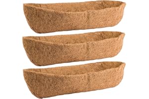 ANPHSIN 3 Pack Coco Liners for Window Planter Box - 24 Inch 100% Natural Coconut Coir Fiber Liner Replacement for Deck Flower Box, Garden Railing Fence Trough, Wall Planter Basket, Vegetables Pot