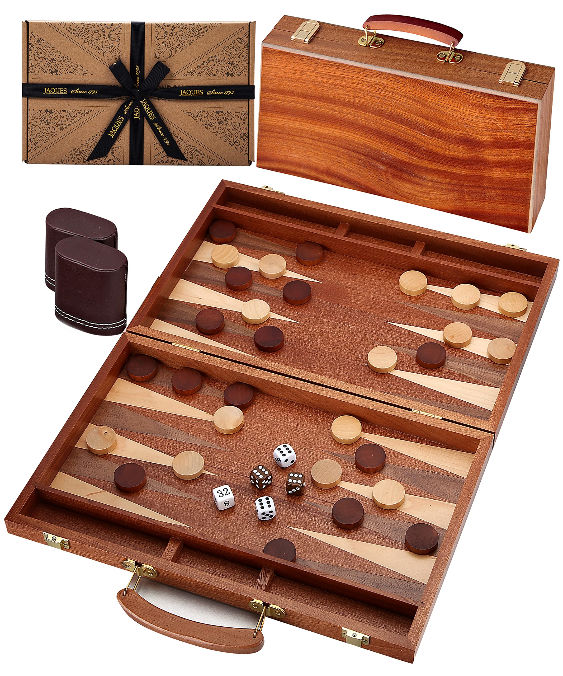 Jaques of London Backgammon Set | 15 inch | Mahogany Backgammon | Backgammon Sets Luxury | Backgammon Set for Adults | Since 1795