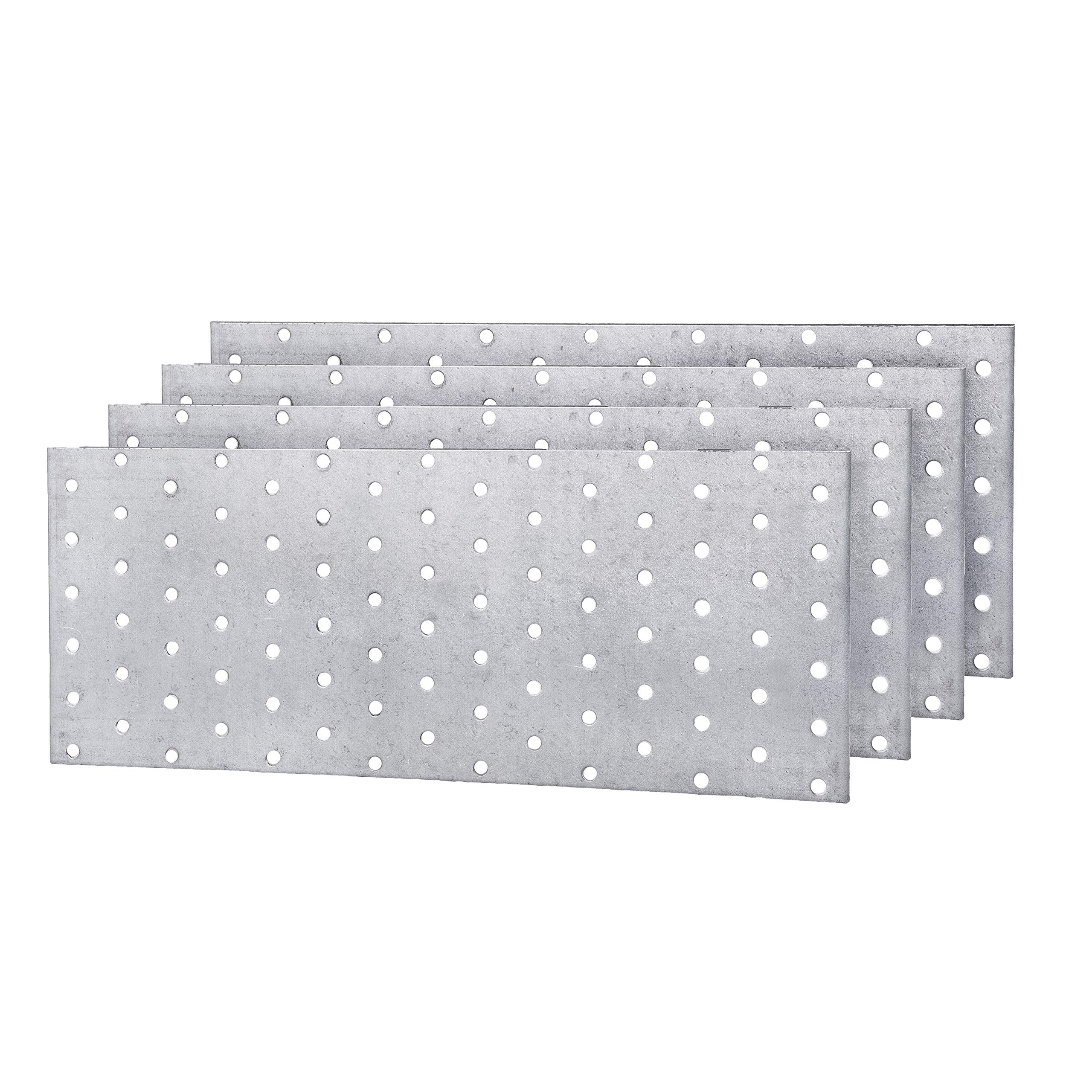 (Pack of 4 pcs) Steel Flat Mending Connector Joining Plate 120 x 300 x 2 mm (4, No Screws)