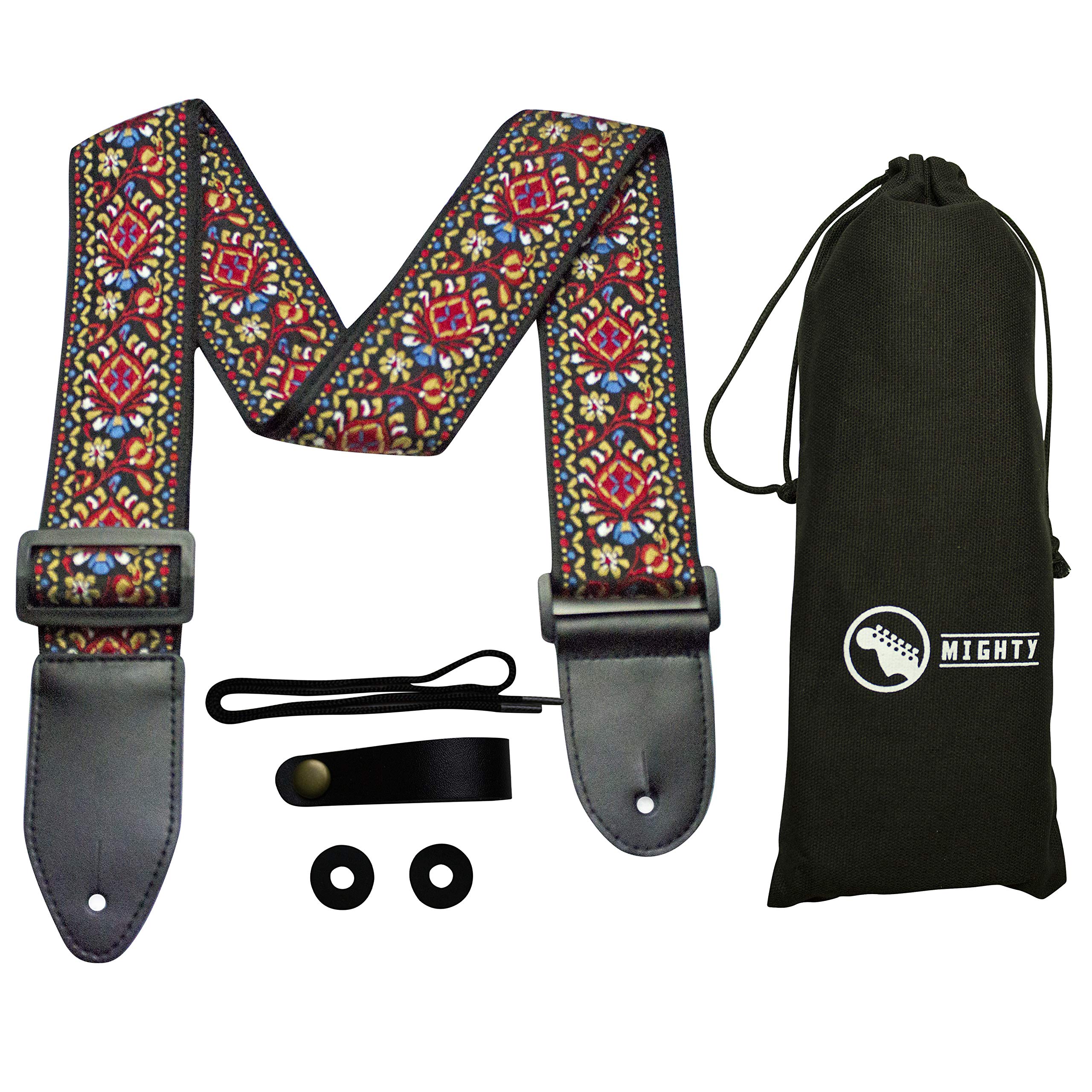 Mighty Audio Electric Guitar Strap Vintage, Acoustic Guitar Strap With Strap Locks And Strap Button. Bass Guitar Strap, Electric Guitars. (Folklore)