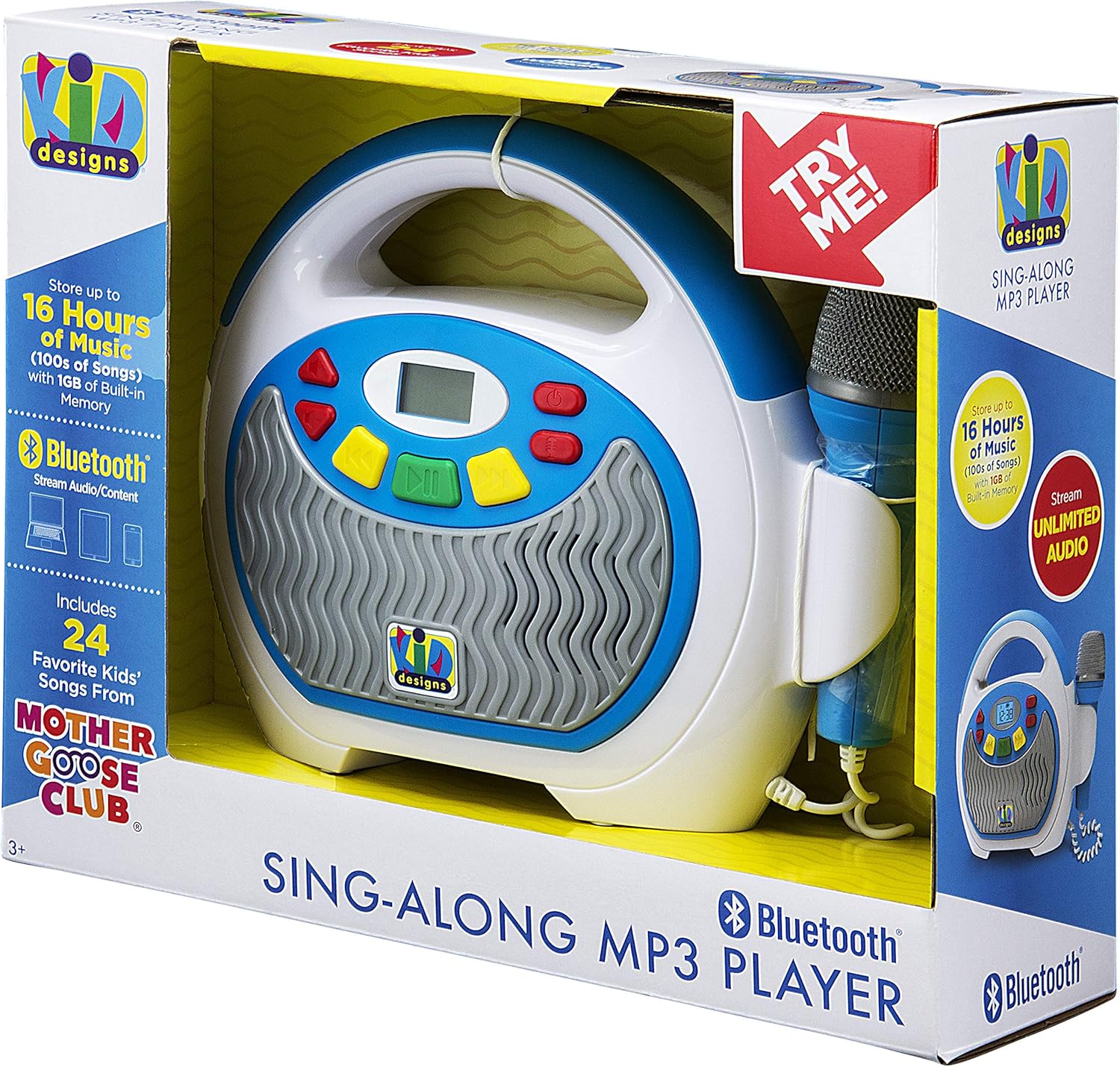 eKids Mother Goose Club Bluetooth Sing Along Portable MP3 Player Real Mic 24 Songs Storesup to 16 Hours of Music 1 GB Built in Memory USB Port: Toys & Games